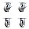 Service Caster 5 Inch V Groove Semi Steel Caster Set with Roller Bearing 2 Brakes and 2 Rigid SCC-35S520-VGR-SLB-2-R-2 - alternate 1
